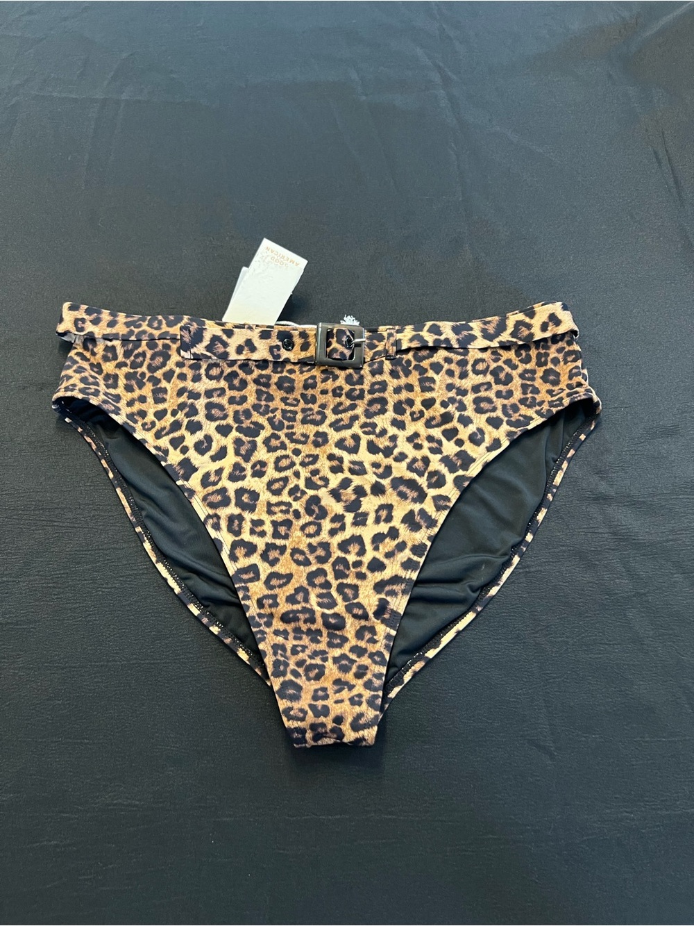 New Good American Leopard Print Bikini Bottom with Waist Belt size 6, XXXL